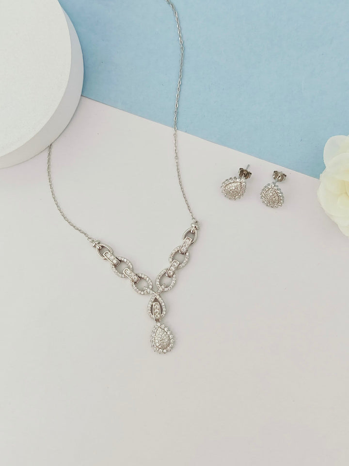 Oval Accents With Pear Diamond Pendant Set