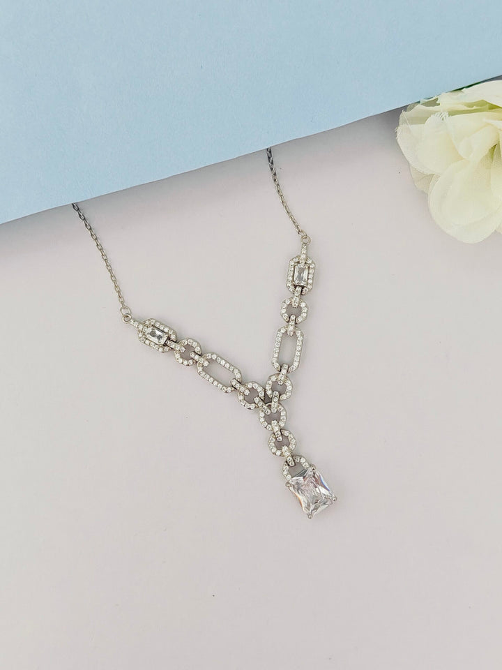 Geometric CZ Pendant Set