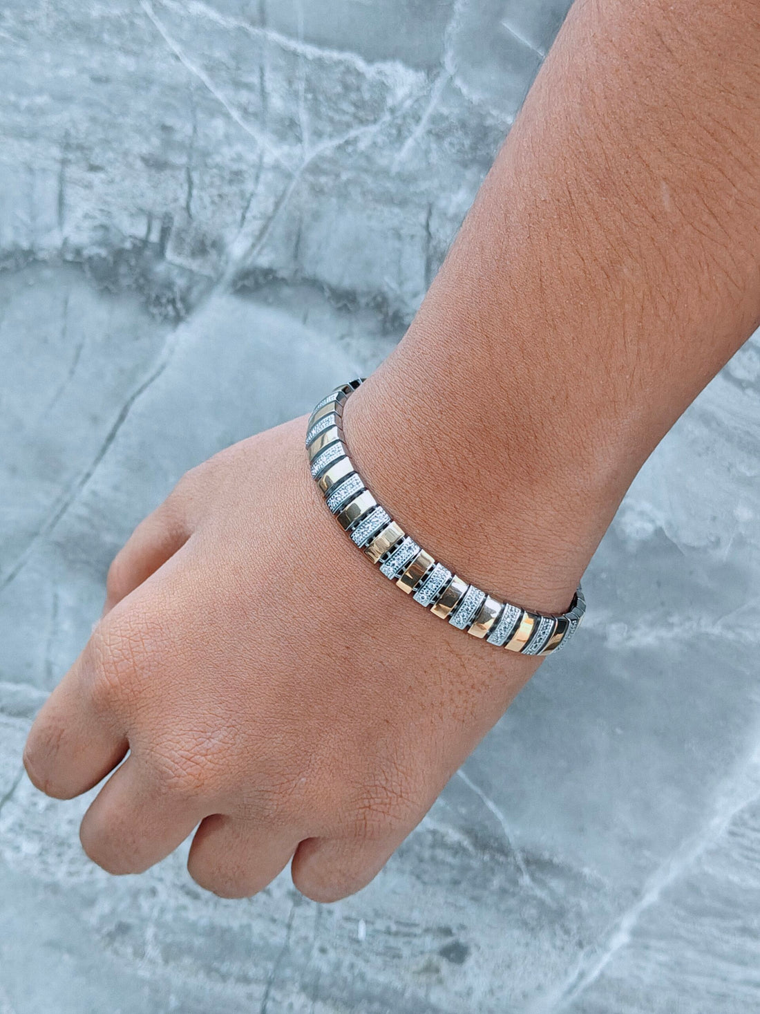 Orailla Rose Silver Mens Bracelet