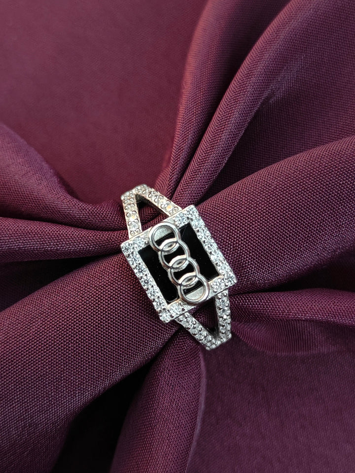 Black Stone Silver Ring for Men