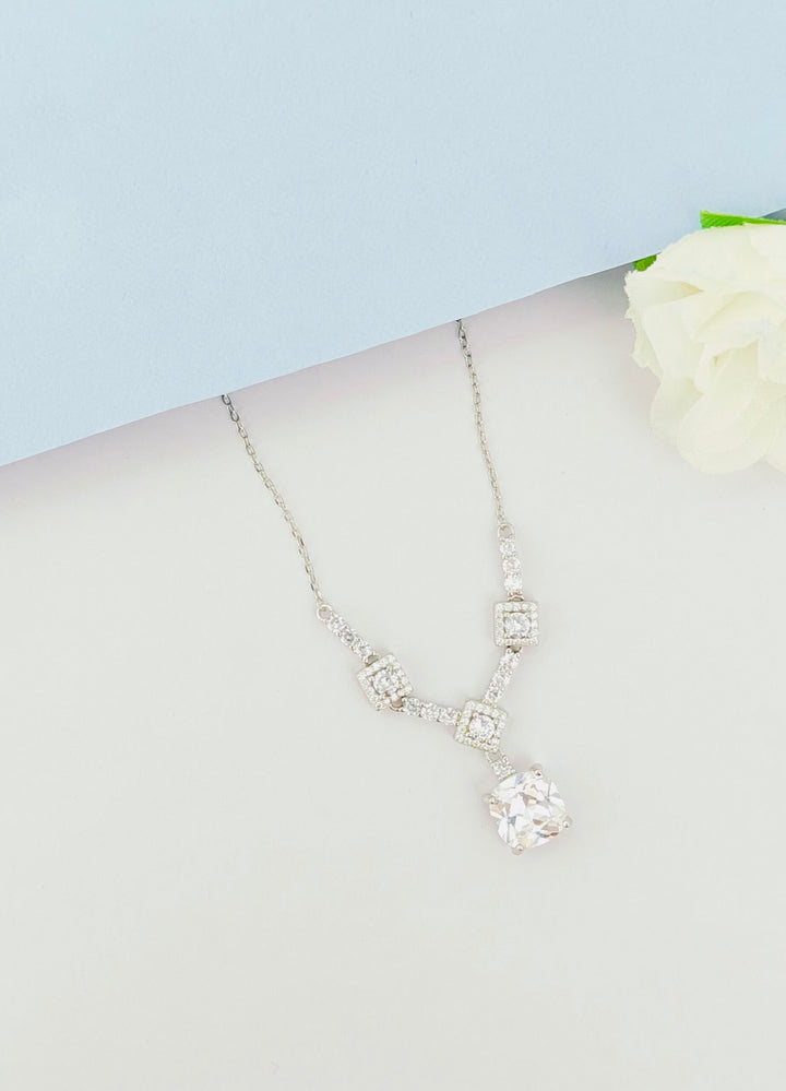 Square Cushion Crystal Pendant Set