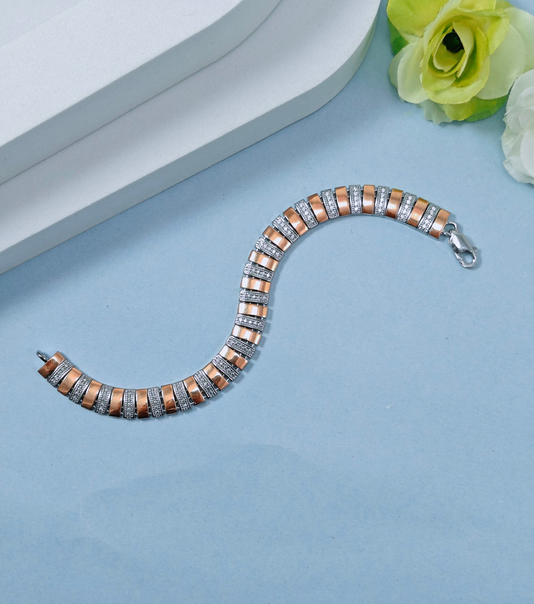 Orailla Rose Silver Mens Bracelet