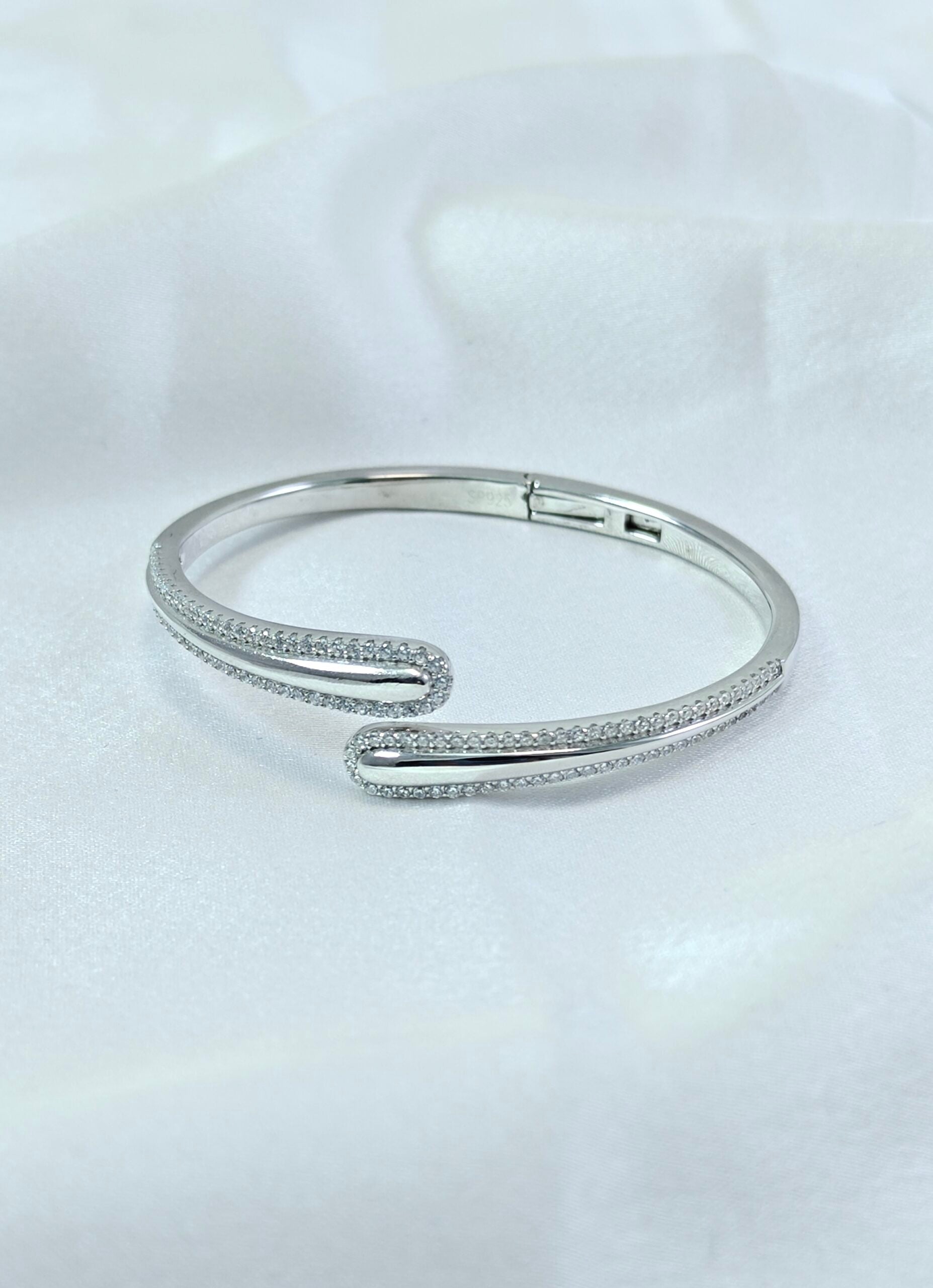 Silver bracelet on a white background