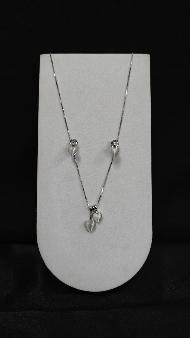 Elegant Zircon Pendant Necklace and Earrings Combo for Party Wear