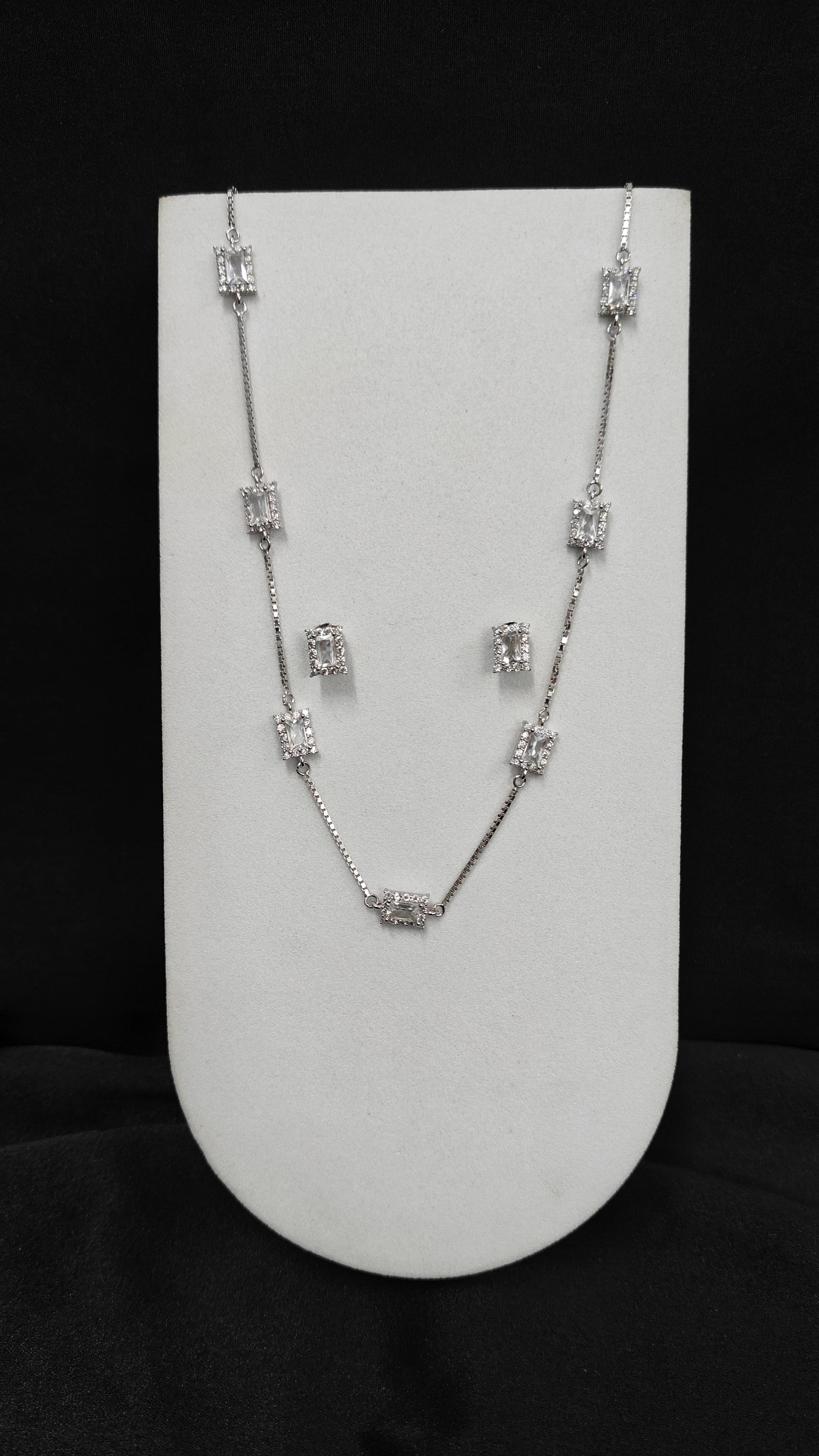 Designer Silver Necklace Pendant and Earrings Combo