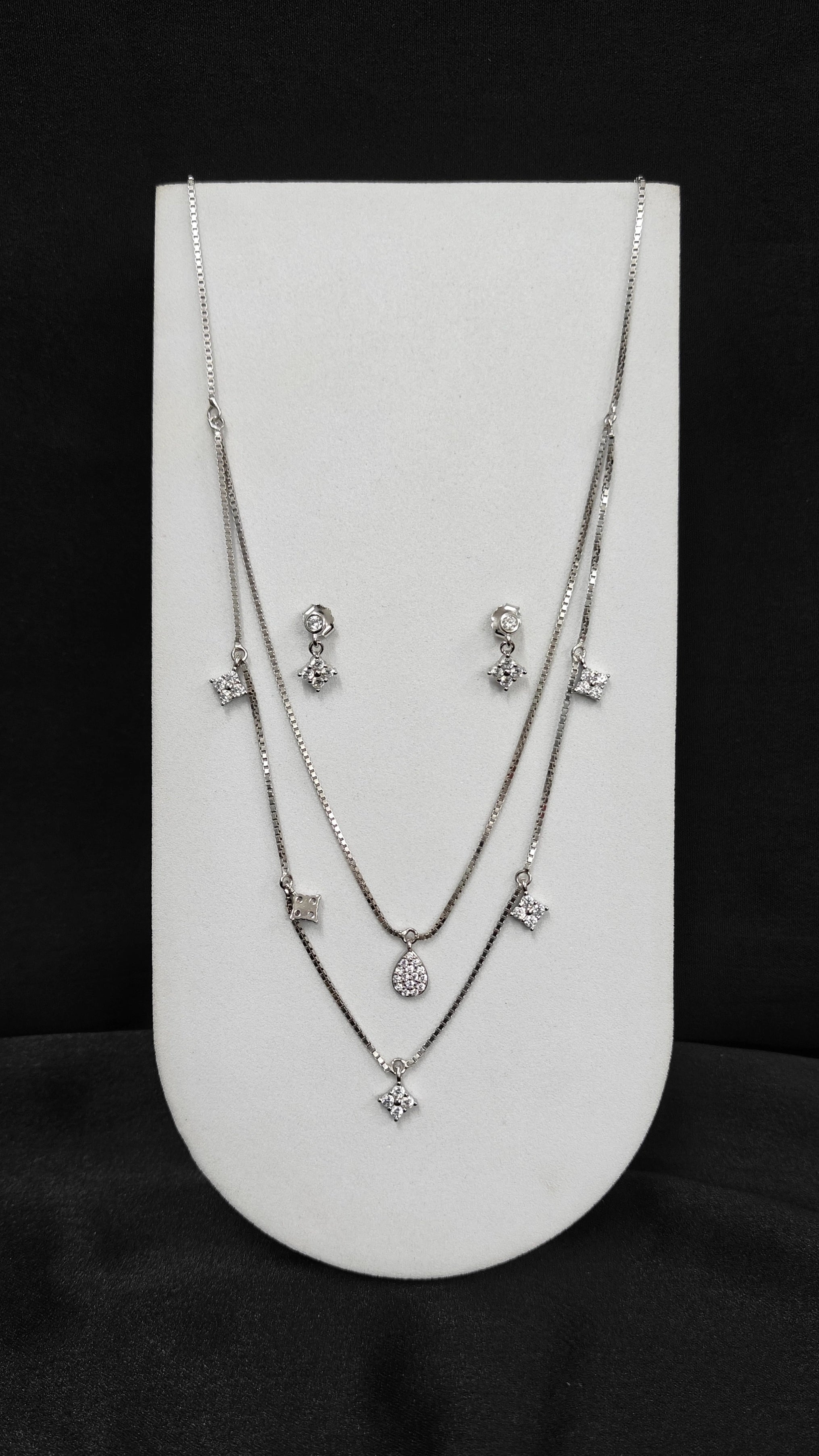Premium Quality Silver Chain Pendant & Earring Set for Women