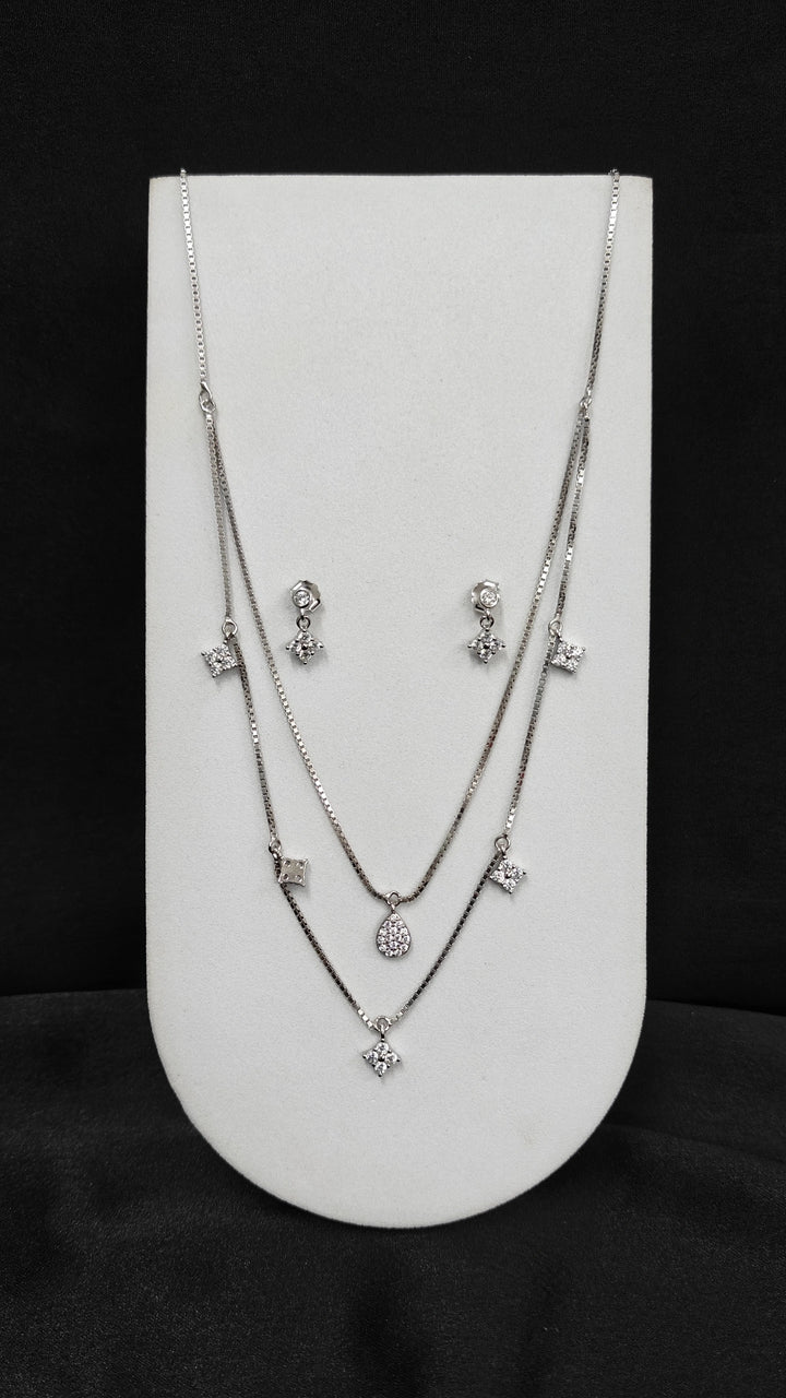 Premium Quality Silver Chain Pendant & Earring Set for Women