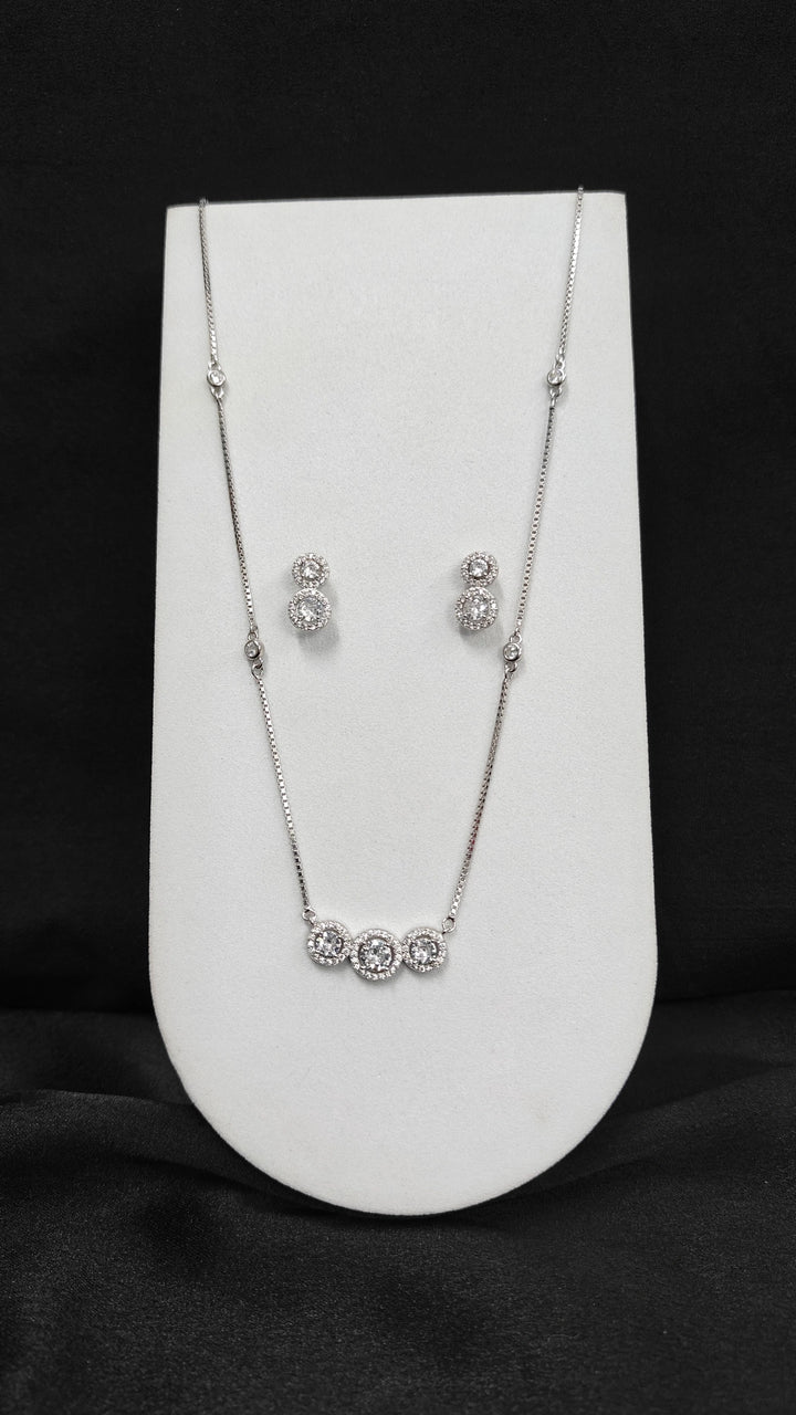 Premium Silver Chain Pendant and Earring Set