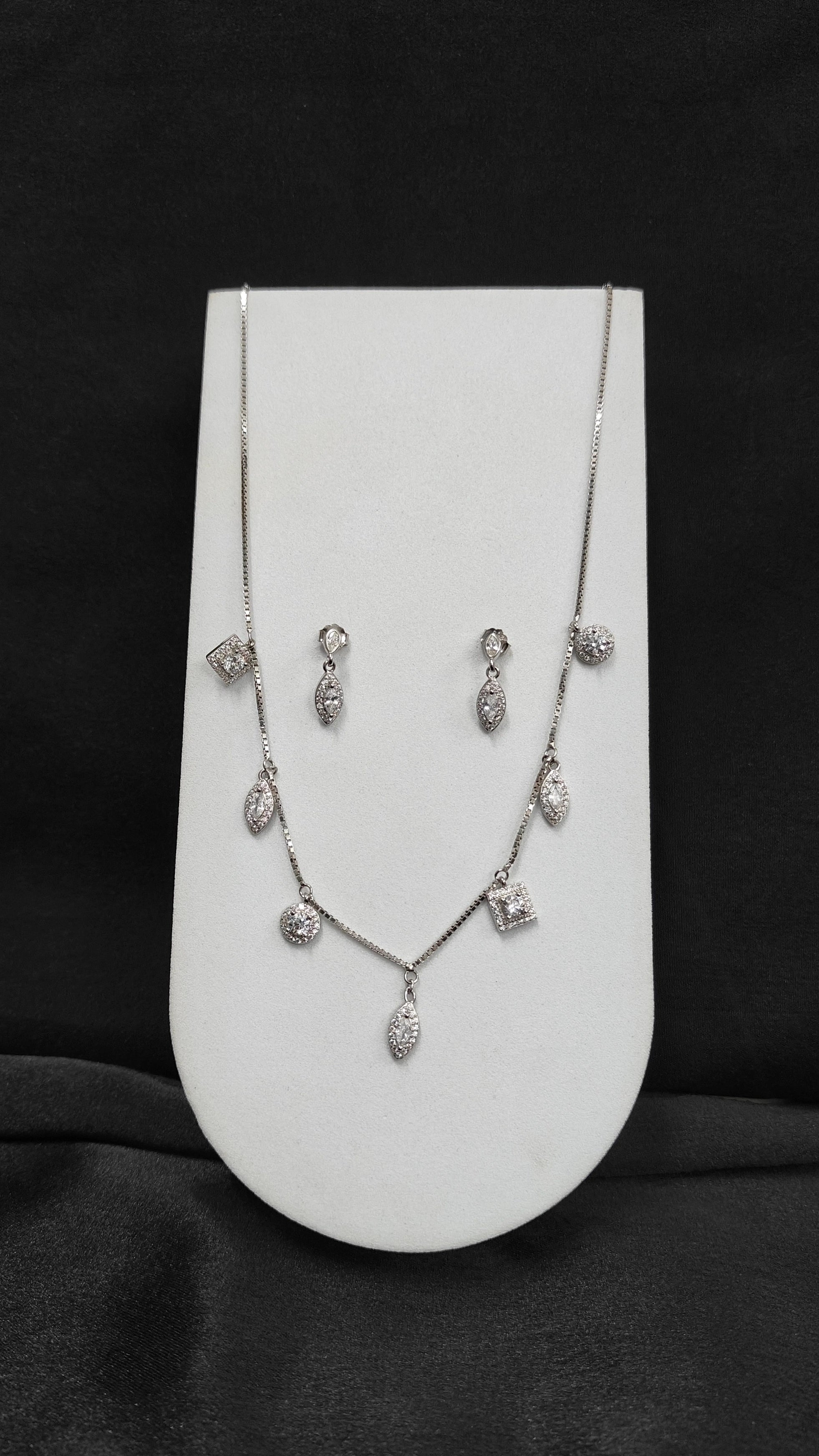 Traditional Silver Pendant and Earrings Set