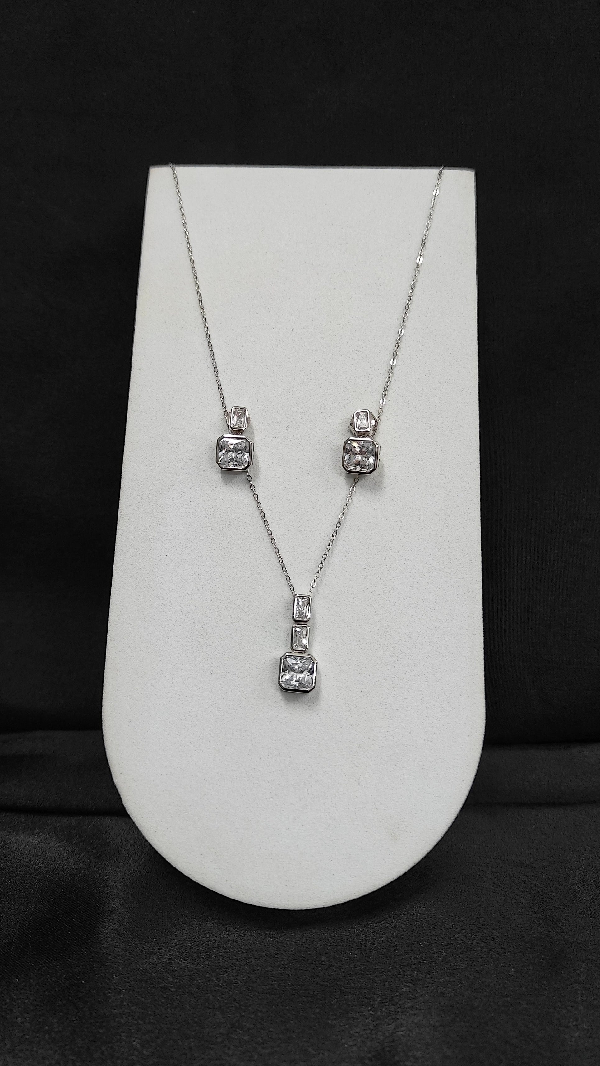 Crystal Stone Pendant Necklace & Earring Set