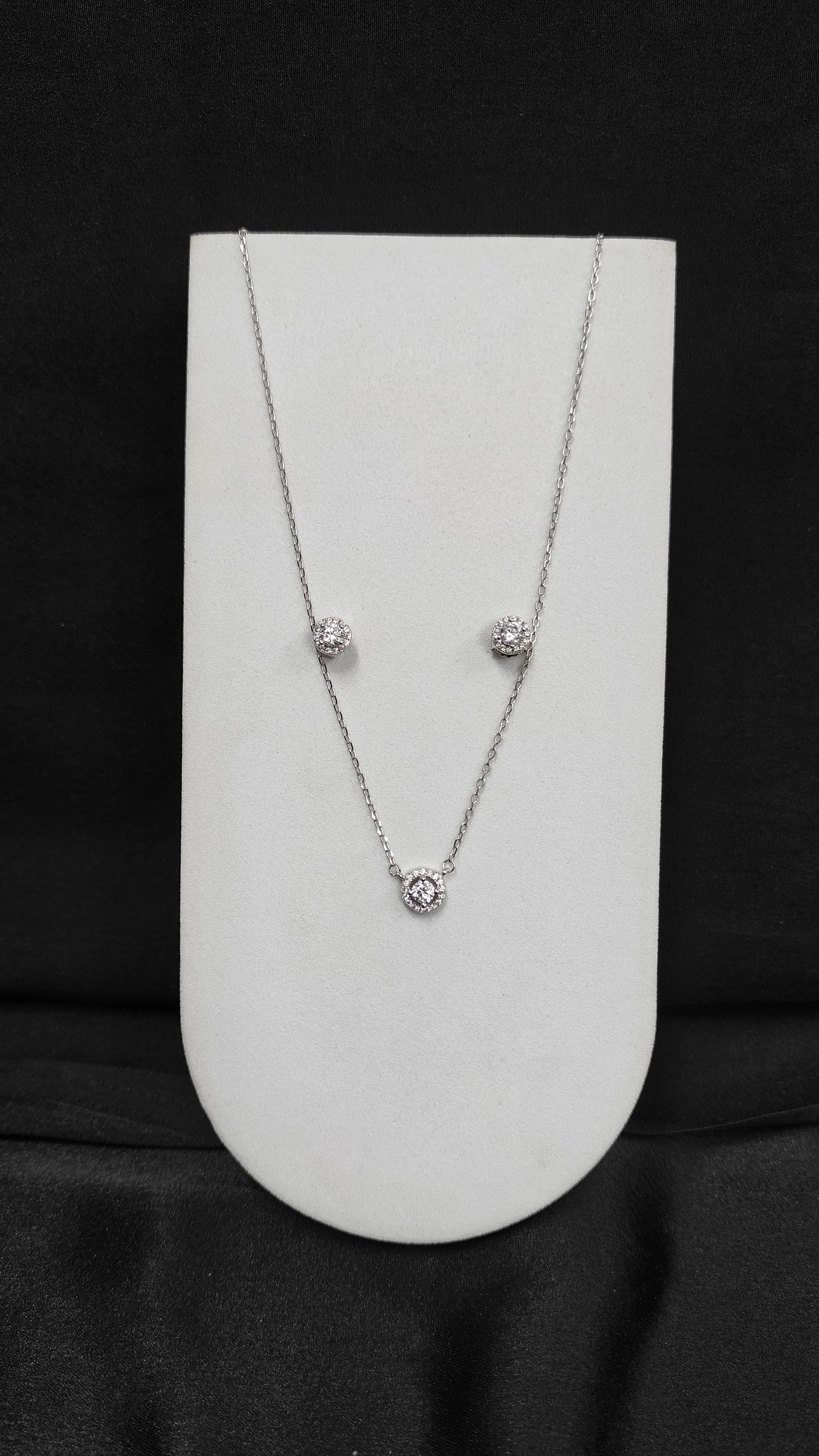 Unique Silver Pendant Chain and Earrings