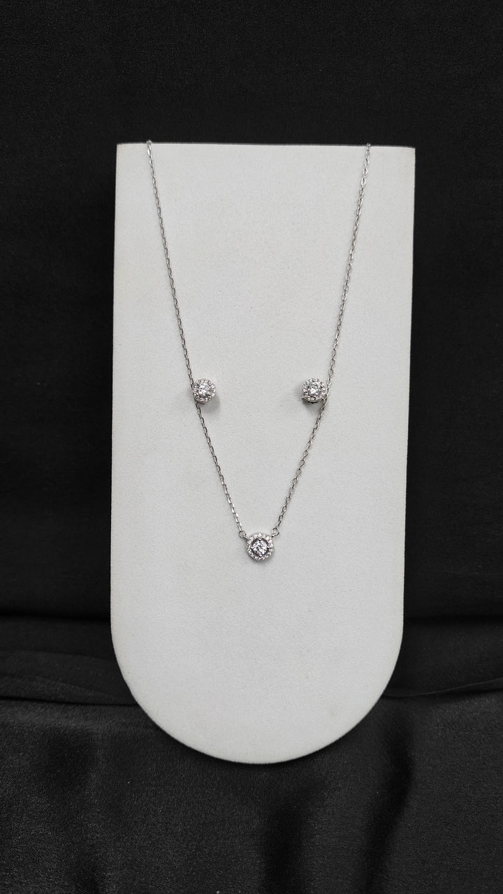 Unique Silver Pendant Chain and Earrings