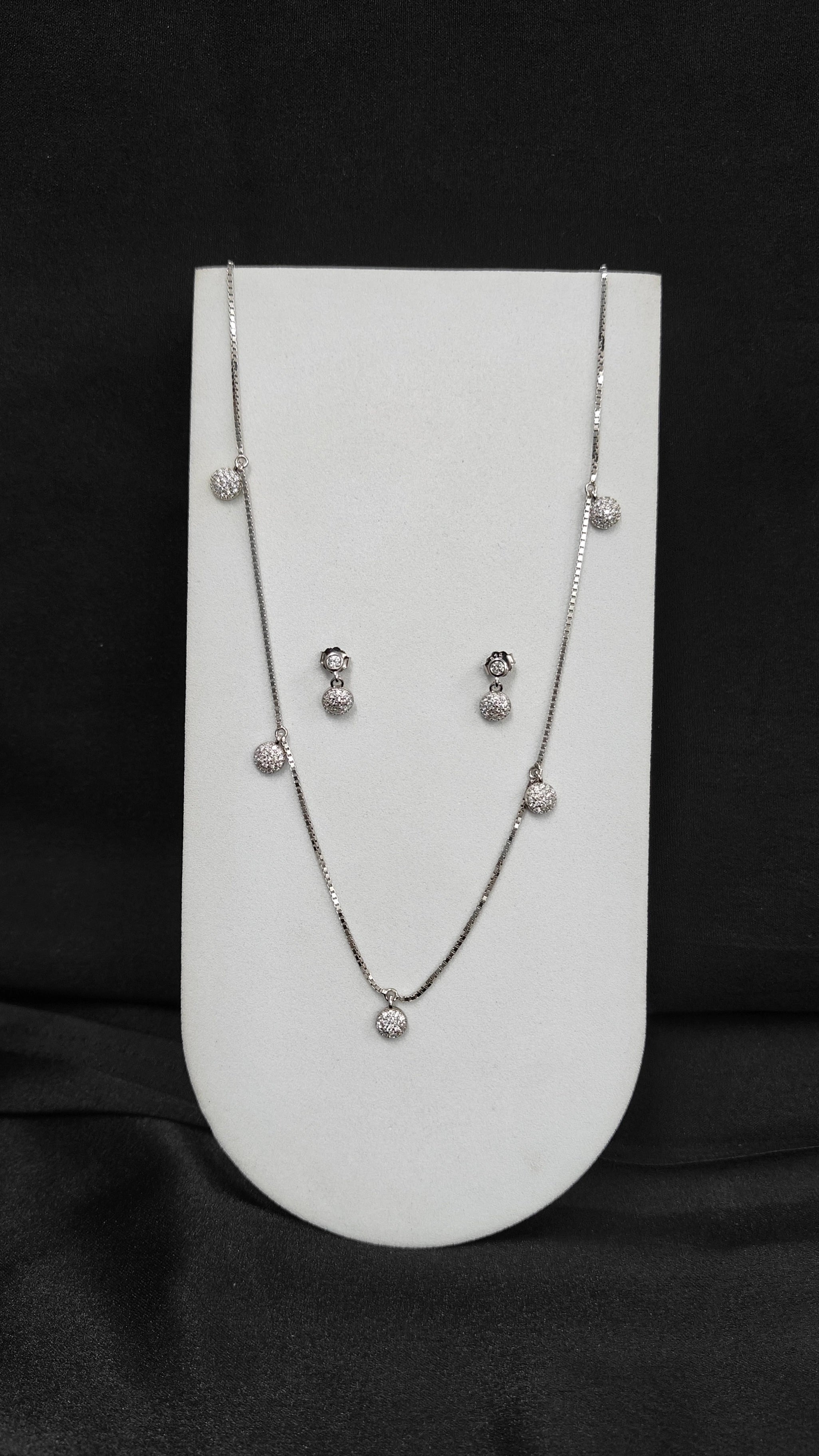 Designer Silver Pendant with Matching Earrings