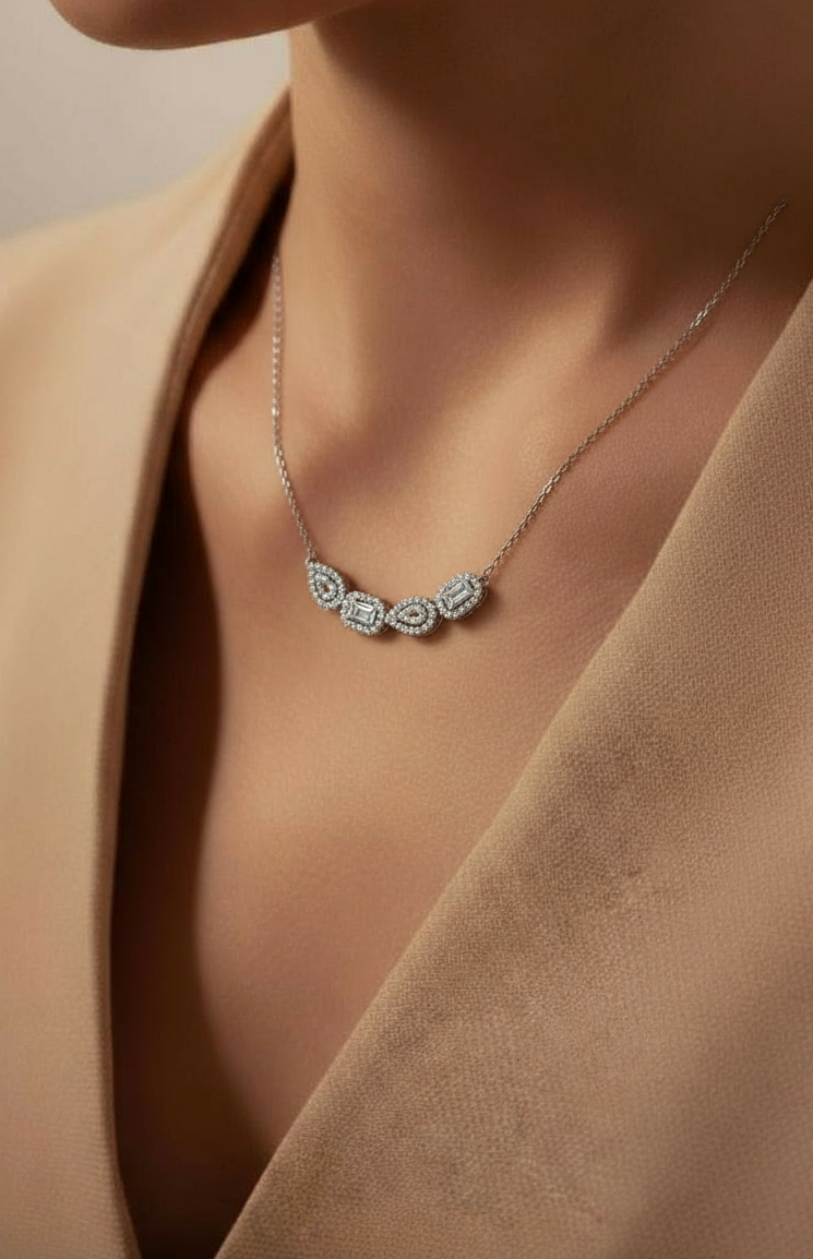 Pear & Square Diamond Pendant